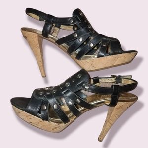 🔥 Michael Kors 🔥 Peep Toe Studded Cork Heels 6M